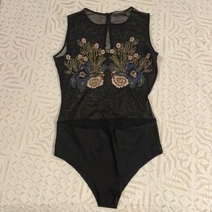 Sexy Mesh and Appliqué Bodysuit from Zara